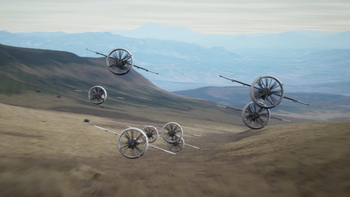  drones V-BAT qui volent en essaim